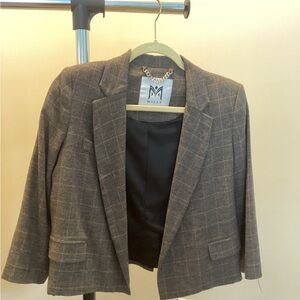 Milly Charcoal Checkered Blazer